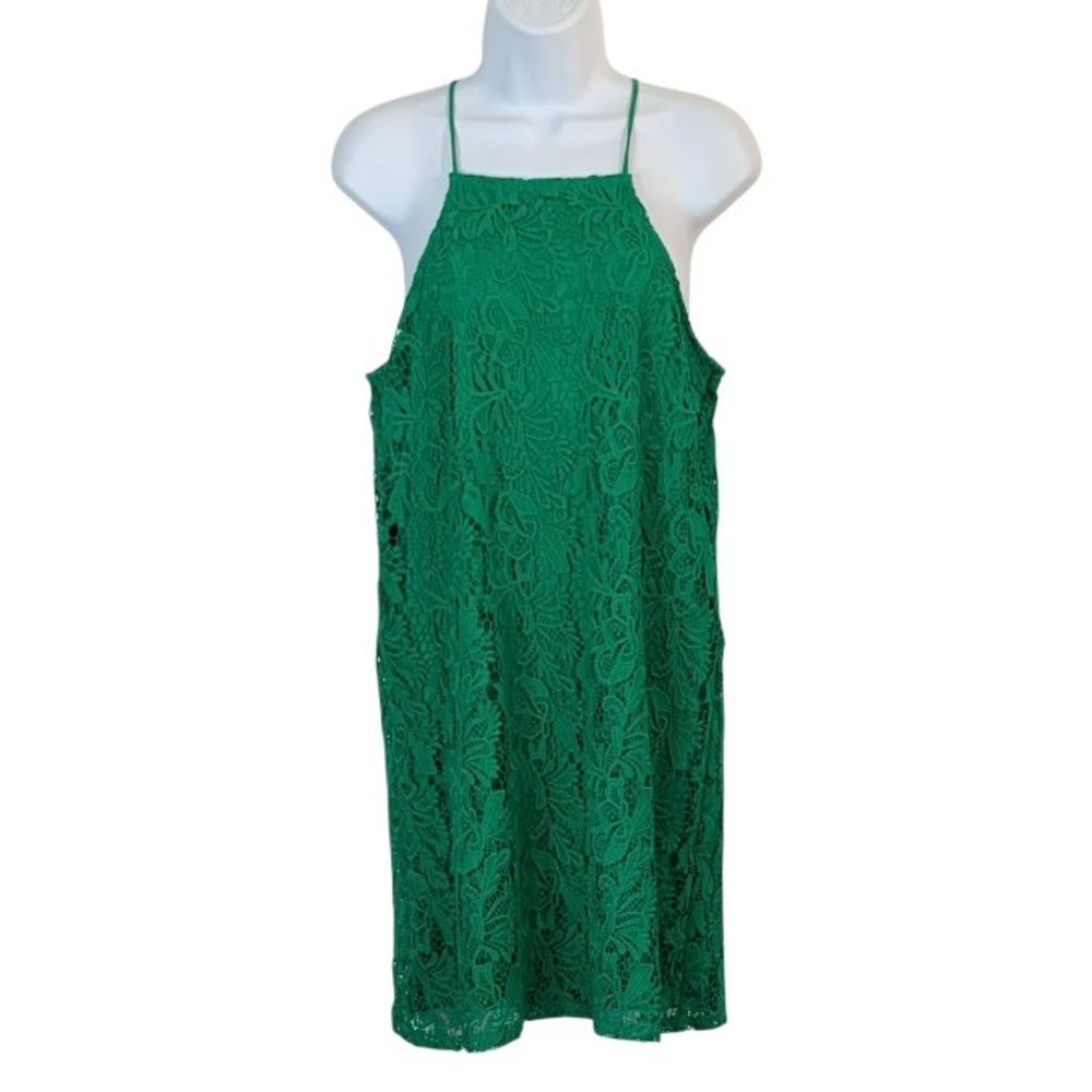 MIAMI Green Lace Shift Mini Dress Sz M